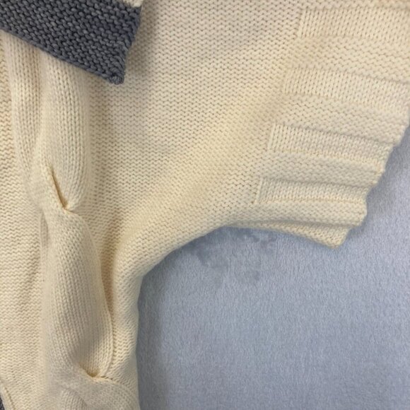 Antonio Melani Short Sleeve Cardigan Medium M Merino Wool Cream Cable Heavy Open - Picture 11 of 16